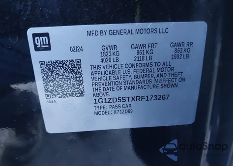 2024 Chevrolet Malibu Fwd 1Lt z USA, uszkodzony, nr VIN 1G1ZD5STXRF173267